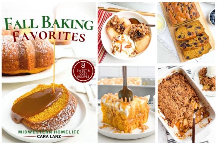 collage of fall baking recipes. 